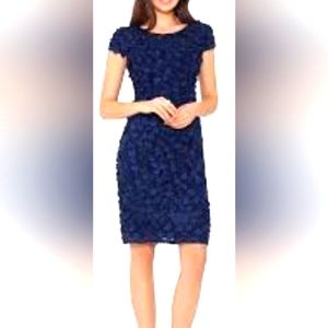 Dimensional Flower-Trim Sheath Dress
